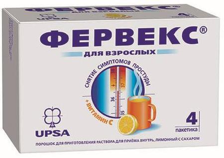 Фото Фервекс, порошок (лимонный с сахаром), 4 пакетика