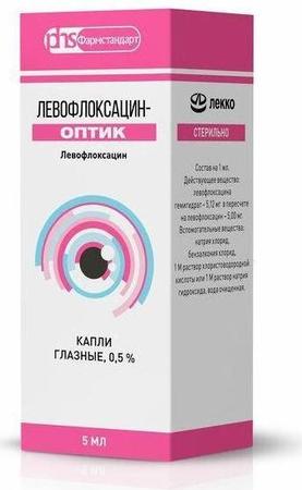 Фото Левофлоксацин-Оптик, капли глазные 0.5%, 5 мл Фото Левофлоксацин-Оптик, капли глазные 0.5%, 5 мл