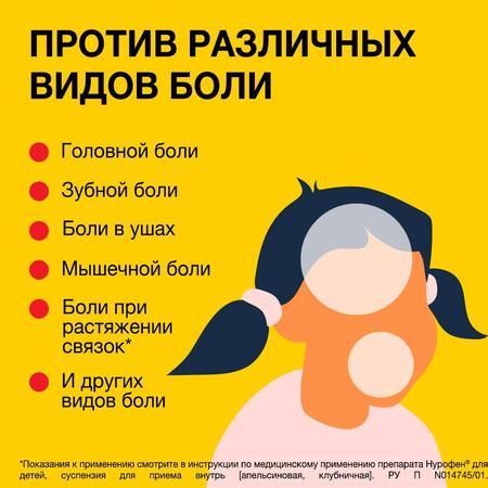 Фото Нурофен для детей, суспензия 100 мг/5 мл (клубника), 200 мл Фото Нурофен для детей, суспензия 100 мг/5 мл (клубника), 200 мл