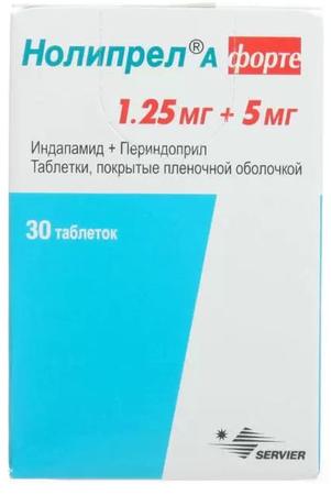Фото Нолипрел А форте, таблетки покрыт. плен. об. 1.25 мг+5 мг, 30 шт.