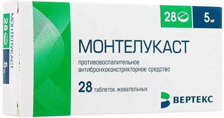 Фото Монтелукаст, таблетки жевательные 5 мг, 28 шт.