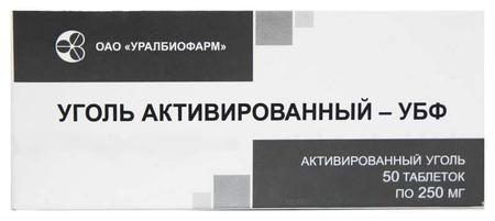 Фото Уголь активированный-УБФ, таблетки 250 мг, 50 шт.
