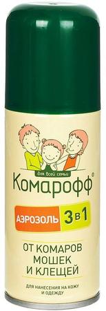 Фото Комарофф аэрозоль от комаров, клещей и мошек 3 в 1 100 мл х1
