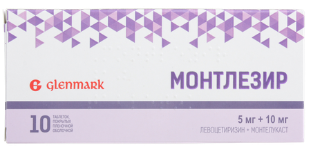 Фото Монтлезир, таблетки покрыт. плен. об. 5 мг+10 мг, 10 шт.