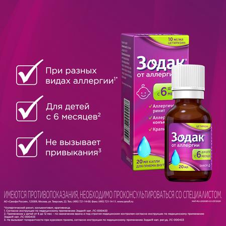 Фото Зодак, капли 10 мг/мл, 20 мл