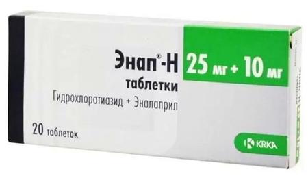 Фото Энап-Н, таблетки 25 мг+10 мг, 20 шт.