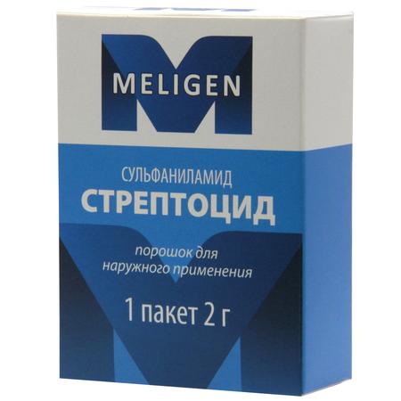 Фото Стрептоцид, порошок (Мелиген), пакетик 2 г