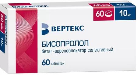 Фото Бисопролол-Вертекс, таблетки покрыт. плен. об. 10 мг, 60 шт.