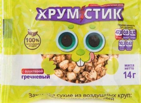 Фото Хрумстик, батончик на фруктозе гречневый, 14 г