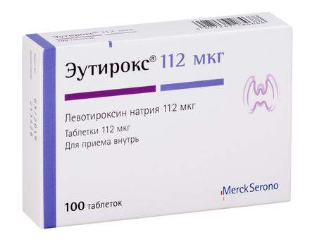 Фото Эутирокс, таблетки 0.112 мг, 100 шт.