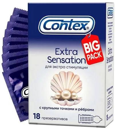 Фото Презервативы Контекс Extra Sensation с крупными точками и ребрами, 18 шт.