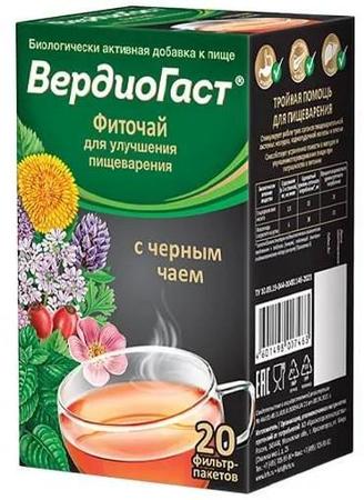 Фото ВердиоГаст Фиточай, черный чай для улучшения пищеварения, пакетики 1.5 г, 20 шт. Фото ВердиоГаст Фиточай, черный чай для улучшения пищеварения, пакетики 1.5 г, 20 шт.