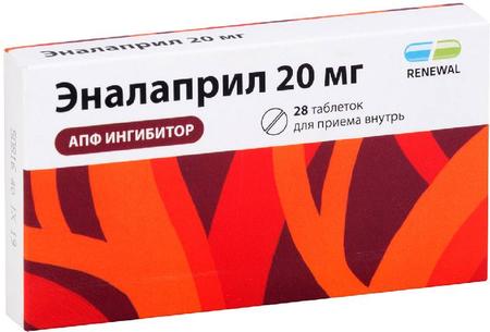 Фото Эналаприл, таблетки 20 мг, 28 шт.