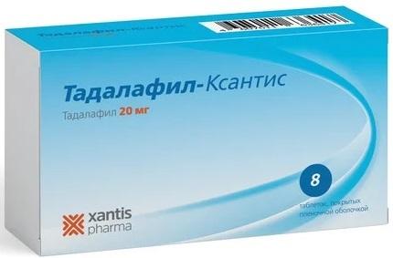 Фото Тадалафил-Ксантис, таблетки покрыт. плен. об. 20 мг, 8 шт.
