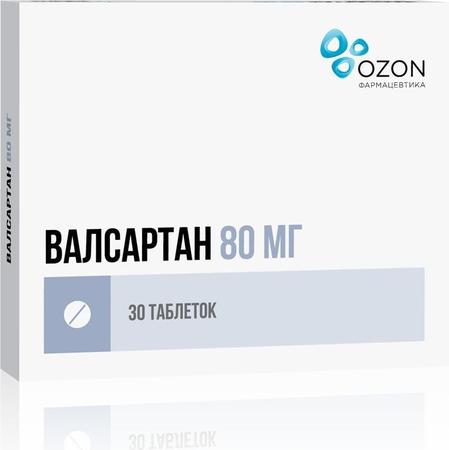 Фото Валсартан, таблетки покрыт. плен. об. 80 мг (Озон), 30 шт.