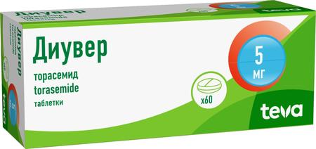 Фото Диувер, таблетки 5 мг, 60 шт.