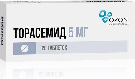Фото Торасемид, таблетки 5 мг (Озон), 20 шт.