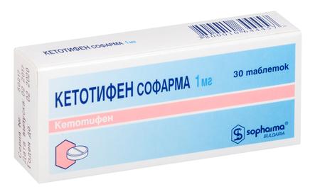 Фото Кетотифен Софарма, таблетки 1 мг, 30 шт.