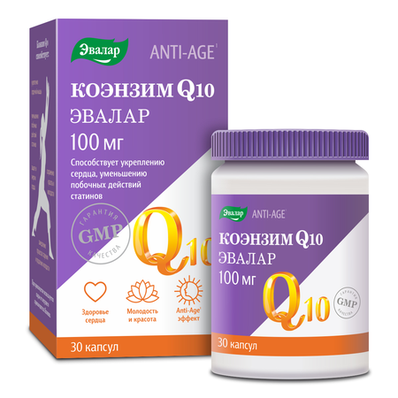 Фото Эвалар ANTI-AGE Коэнзим Q10, капсулы 100 мг, 30 шт.