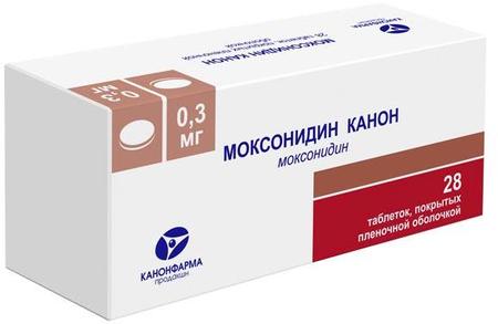 Фото Моксонидин Канон, таблетки покрыт. плен. об. 0.3 мг, 28 шт.