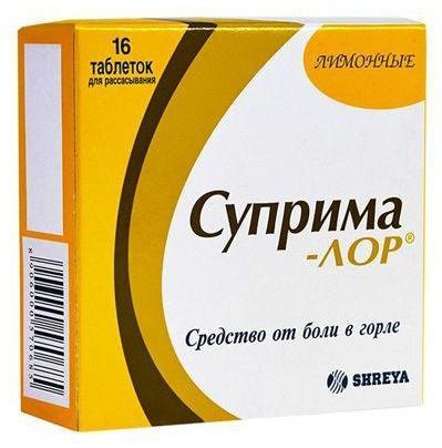 Фото Суприма-Лор, таблетки для рассасывания (лимон), 16 шт.