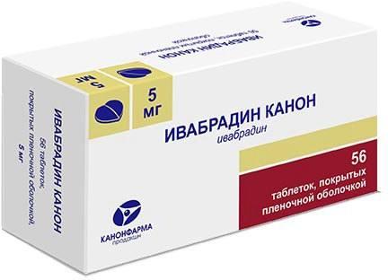 Фото Ивабрадин Канон, таблетки покрыт. плен. об. 5 мг, 56 шт.