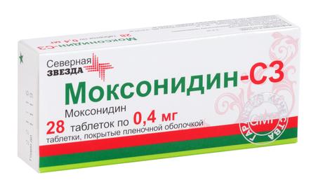 Фото Моксонидин-СЗ, таблетки покрыт. плен. об. 0.4 мг, 28 шт.