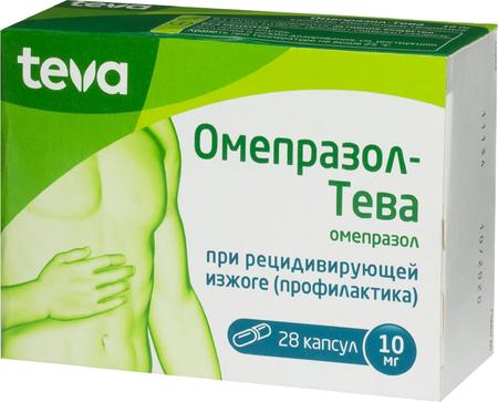 Фото Омепразол-Тева, капсулы 10 мг, 28 шт.