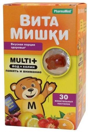 Фото ВитаМишки Мульти Плюс йод+холин, пастилки жевательные, 30 шт. Фото ВитаМишки Мульти Плюс йод+холин, пастилки жевательные, 30 шт.