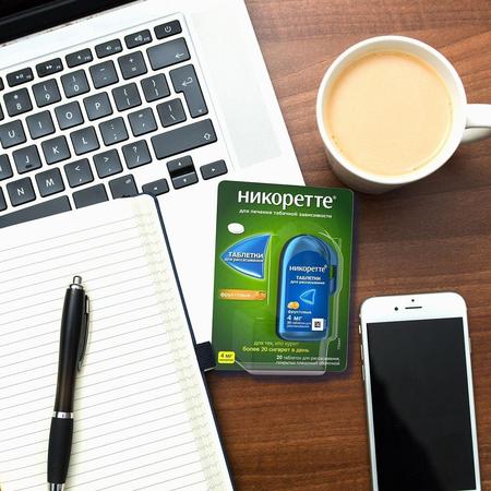 Фото Никоретте, таблетки для рассасывания (фруктовые) 4 мг, 20 шт.