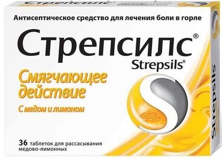 Фото Стрепсилс, таблетки для рассасывания (мед-лимон), 36 шт.
