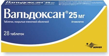 Фото Вальдоксан, таблетки покрыт. плен. об. 25 мг, 28 шт.