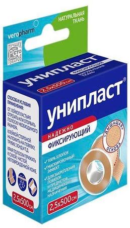 Фото Лейкопластырь Унипласт фиксирующий 2.5 см х 500 см (на основе натуральной ткани)