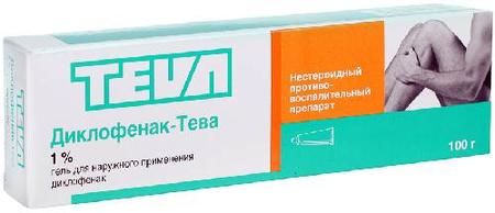 Фото Диклофенак-Тева, гель 1%, 100 г