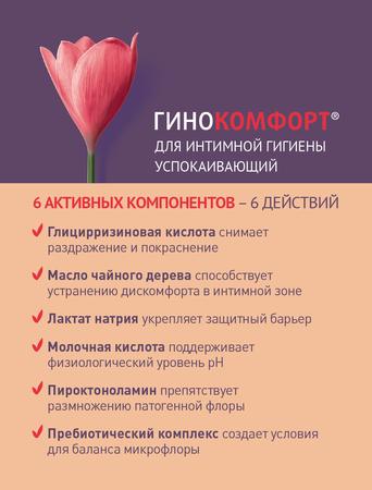 Фото Гинокомфорт, успокаивающий гель для интимной гигиены, 200 мл