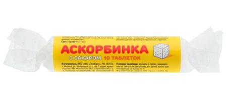 Фото Аскорбиновая кислота с сахаром, таблетки, 10 шт.
