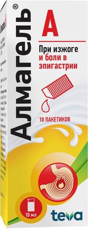 Фото Алмагель А, суспензия, пакетики 10 мл, 10 шт.