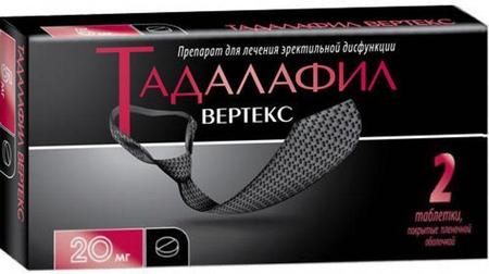 Фото Тадалафил Вертекс, таблетки покрыт. плен. об. 20 мг, 2 шт.