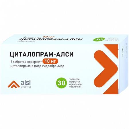 Фото Циталопрам-АЛСИ, таблетки покрыт. плен. об. 10 мг, 30 шт.