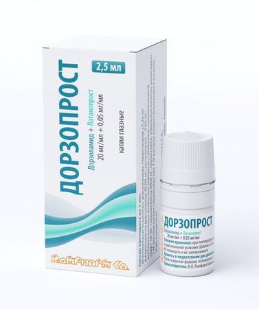 Фото Дорзопрост, капли глазные 20 мг/мл+0.05 мг/мл, флакон 2.5 мл