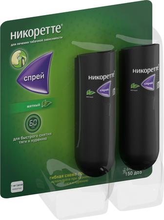 Фото Никоретте, спрей мятный для рта, 150 доз (13.2 мл), 2 шт.