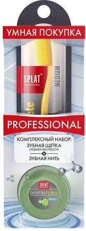 Фото Сплат Professional, набор (зубная щетка Ultra Complete средней жесткости +зубная нить DentalFloss (бергамот-лайм))
