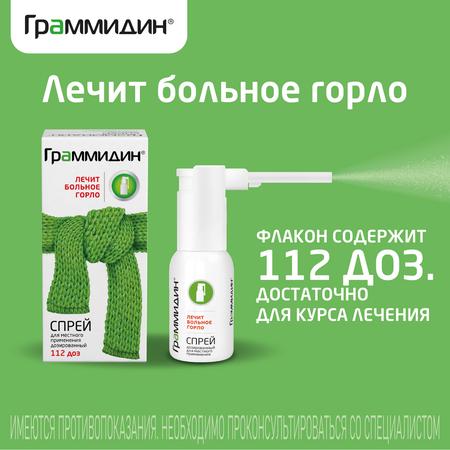 Фото Граммидин, спрей 0.06 мг+0.1 мг/доза, 112 доз