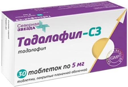 Фото Тадалафил-СЗ, таблетки покрыт. плен. об. 5 мг, 30 шт.