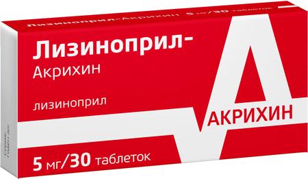 Фото Лизиноприл-Акрихин, таблетки 5 мг, 30 шт.