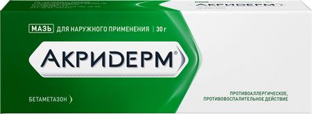Фото Акридерм, мазь 0.05%, 30 г