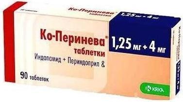 Фото Ко-Перинева, таблетки 1.25 мг+4 мг, 90 шт.