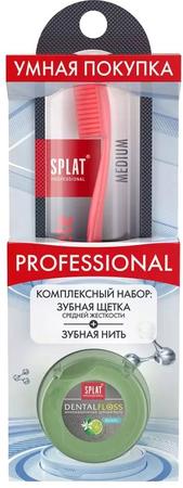 Фото Сплат Professional, набор (зубная щетка Ultra Complete средней жесткости +зубная нить DentalFloss (бергамот-лайм))