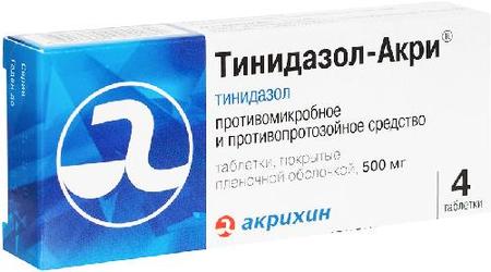 Фото Тинидазол-Акри, таблетки покрыт. плен. об. 500 мг, 4 шт.