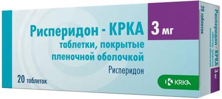 Фото Рисперидон-КРКА, таблетки покрыт. плен. об. 3 мг, 20 шт.